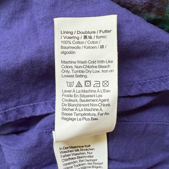 Crewcuts girls’ ruffle trim dress in shimmer blue and green plaid, size 5 - Picture 7 of 9